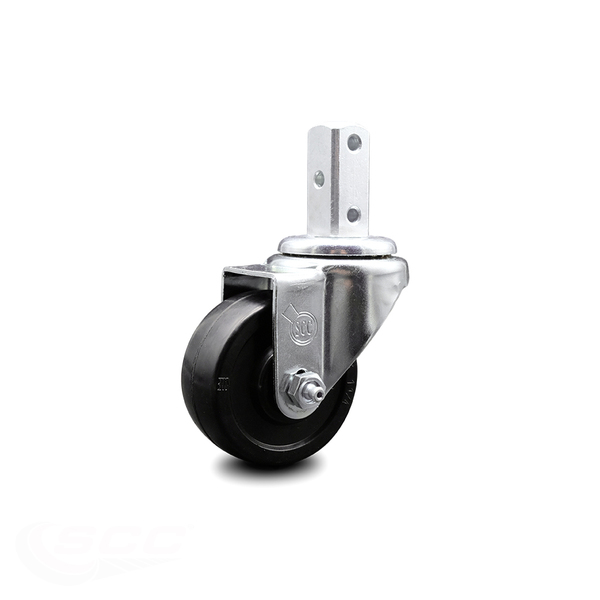 Service Caster 3 Inch Soft Rubber Wheel Swivel 3/4 Inch Square Stem Caster SCC-SQ20S314-SRS-34